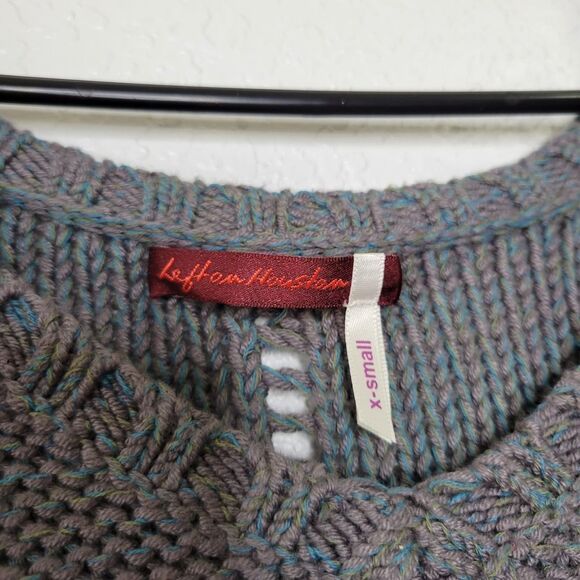 Left On Houston by Anthropologie Gray Teal Cozy Chunky Knit Sweater Size XS - Picture 3 of 6
